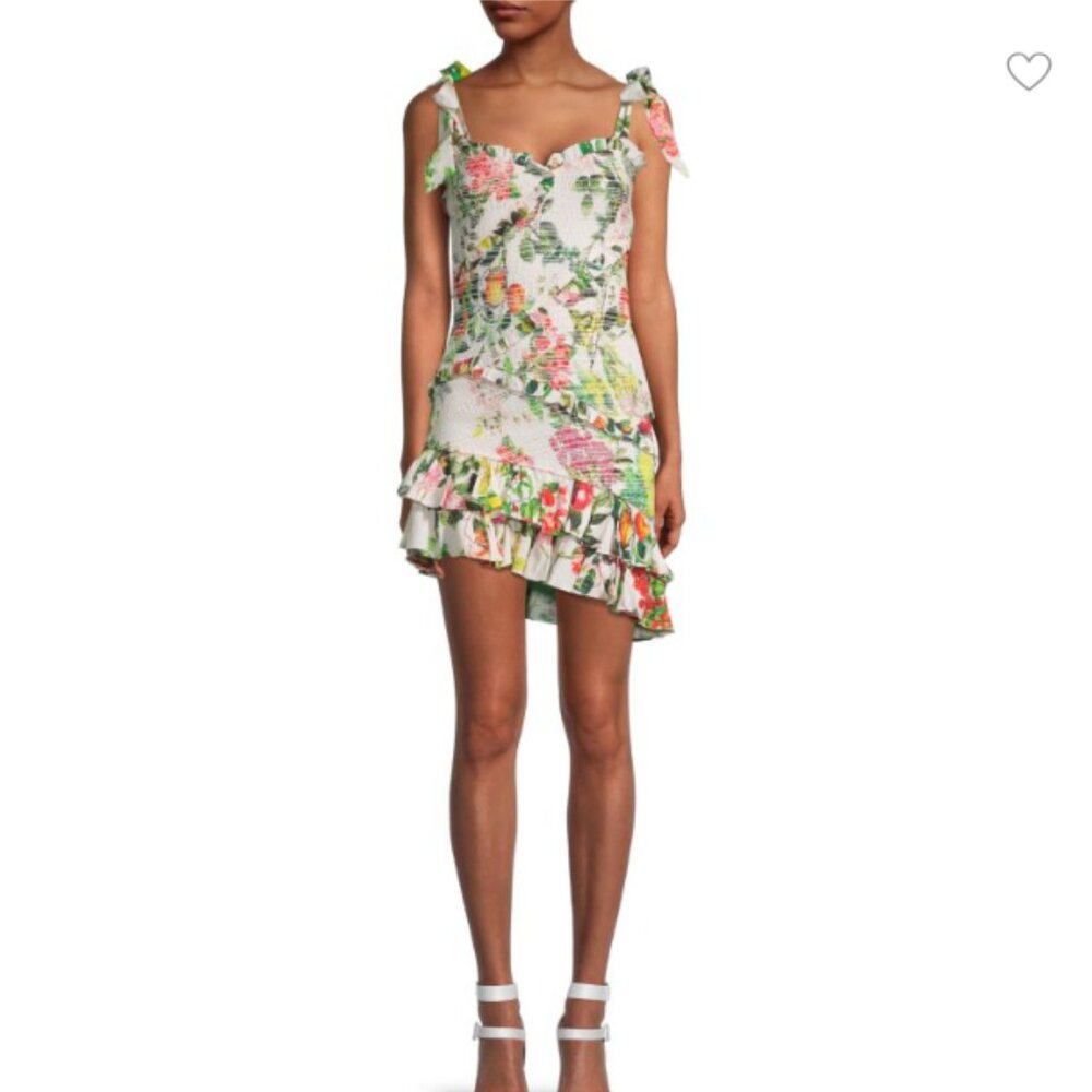 NWT Rococo Sand - Floral Print Smocked Dress Sweetheart neckline in XS